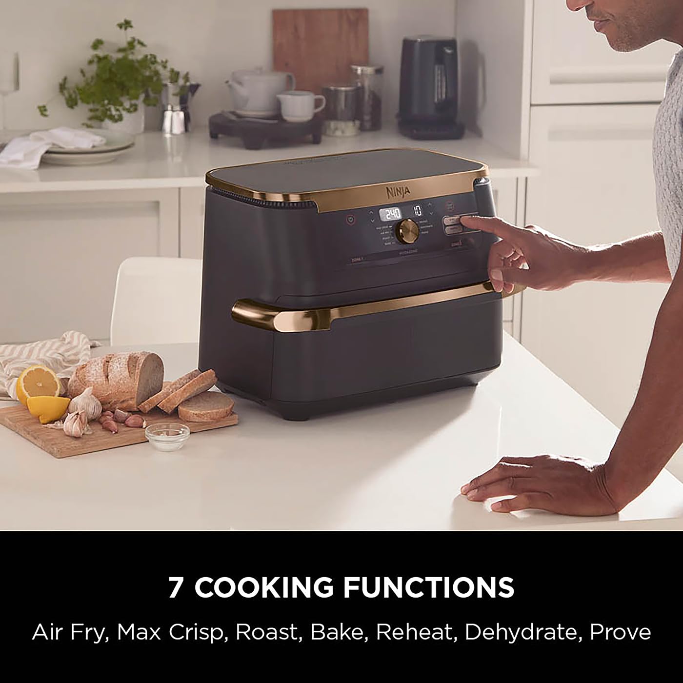 Foodi FlexDrawer Air Fryer, Dual Zone with Removable Divider, Large 10.4L Drawer, 7-in-1, Air-Fryer, Air Fry, Roast, Bake