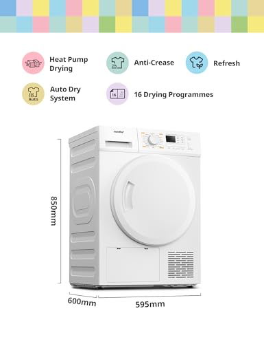 Freestanding Heat Pump Tumble Dryer,8kg Front Load, A+ Class, 16 Programmes, Auto-Dry,Anti-Crease