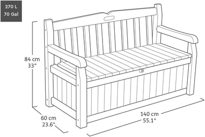 Keter Eden Bench 265L Outdoor Storage Box – Weatherproof Garden Bench, Lockable, Maintenance-Free, 2-Year Warranty