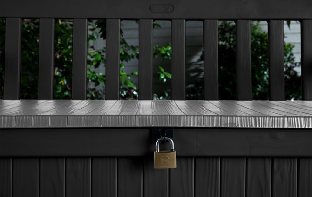 Keter Eden Bench 265L Outdoor Storage Box – Weatherproof Garden Bench, Lockable, Maintenance-Free, 2-Year Warranty