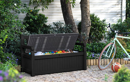 Keter Eden Bench 265L Outdoor Storage Box – Weatherproof Garden Bench, Lockable, Maintenance-Free, 2-Year Warranty