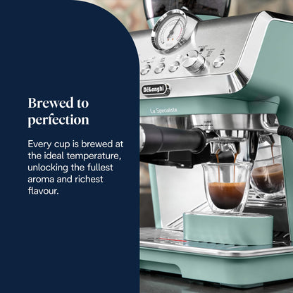 De'Longhi La Specialista Arte EC9155.GR, Barista Pump Espresso Machine, Bean to Cup Coffee and Cappuccino Maker, 8 Grinding Settings, MyLatte Art Frothing Wand, 1550W, Green