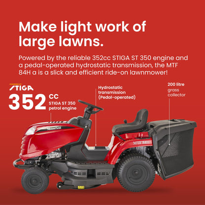 Mountfield Lawn Tractor MTF 84H a, 84 cm – Hydrostatic Transmission, 200 L Collector – Lawns up to 1.5 acres