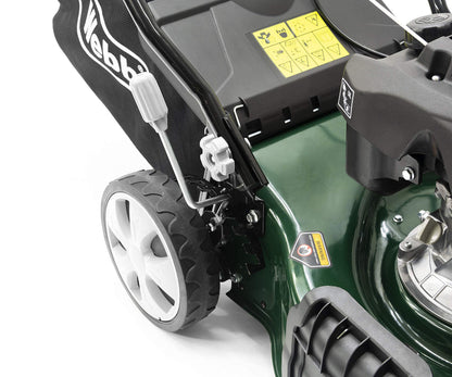 Webb WER460SP 18"/46cm Self-Propelled Rotary Petrol Lawn Mower, 141cc, 7 Cutting Heights, 55L Bag - 3 Year Guarantee (18")