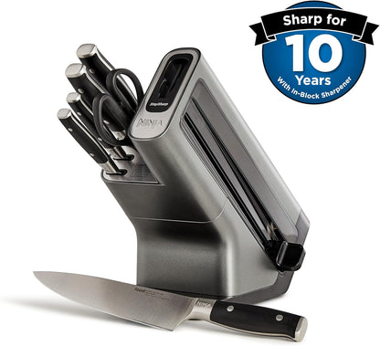 Ninja Foodi StaySharp Knife Block with Integrated Sharpener 5 Knives and Scissors (1 pair), Sharp 6-Piece Knife Set Chef, Bread, Slicing, Utility, Paring Knives & Scissors, Stainless Steel, K32006UK