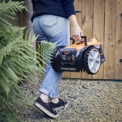 LawnMaster OcuMow® 16 Drop and Mow Robot Lawnmower with MX 24V 4.0Ah lithium battery and fast charger. No Boundary Wire, App or Outdoor Power Socket needed. For small to medium lawns up to 150m2.