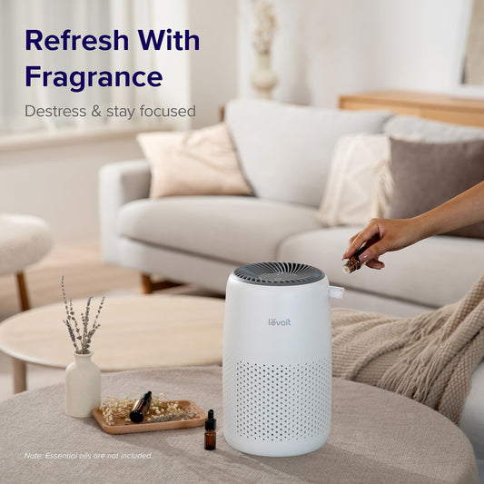 LEVOIT Air Purifier for Bedroom Home, Quiet HEPA Filter Cleaner with Fragrance Sponge & 3 Speed for Better Sleep, Air Frenshener, Allergies, Dust, Pet Dander, Odour, Smoke, Office, Desktop, Core Mini