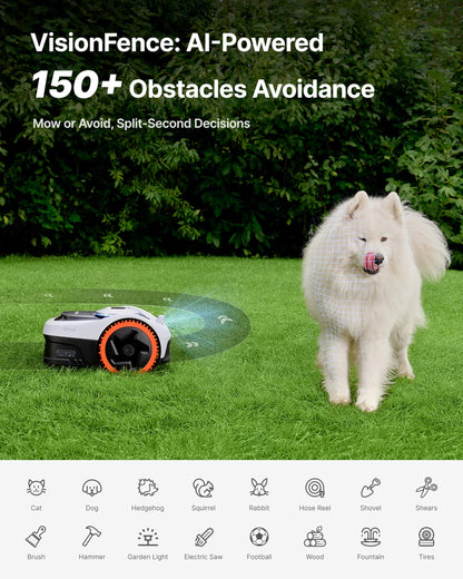 Segway Navimow i205 AWD Robotic Lawn Mower without Boundary, All-Wheel-Drive for 45% Slopes, EFLS NRTK + Vision, Auto Mapping, Incl. 2.55 Ah Battery, Rec. 500 m², No RTK Antenna Required