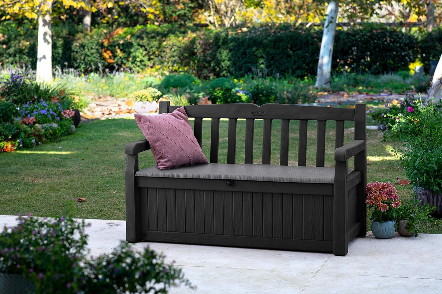 Keter Eden Bench 265L Outdoor Storage Box – Weatherproof Garden Bench, Lockable, Maintenance-Free, 2-Year Warranty