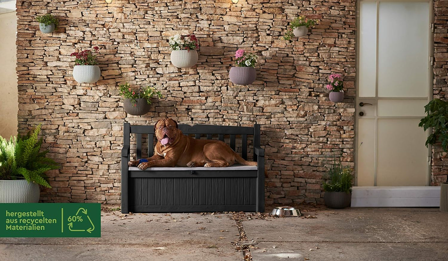 Keter Eden Bench 265L Outdoor Storage Box – Weatherproof Garden Bench, Lockable, Maintenance-Free, 2-Year Warranty